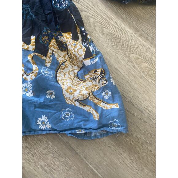 Anthropologie Puff Sleeve Smocked Mini Dress With Tiger Graphics Square Neck 2XL - Picture 4 of 8